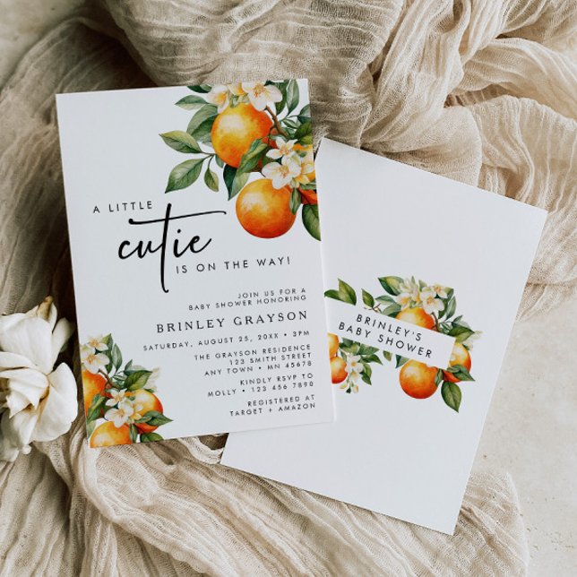 Pequeno Chá de fraldas Cutil Convite Citrus Orange (Criador carregado)