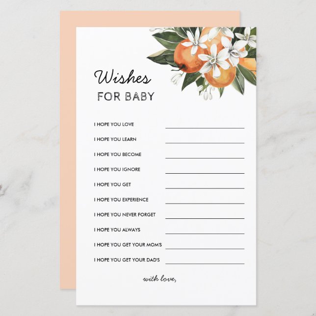 Pequeno Chá de fraldas Cutil Deseja Aconselhamento (Frente/Verso)