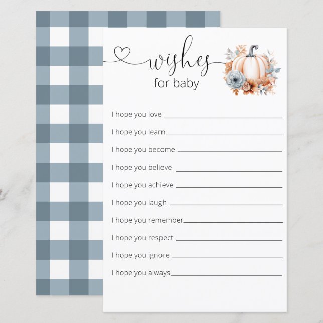 Pequeno Chá de fraldas De Abóbora Deseja Bebê (Frente/Verso)