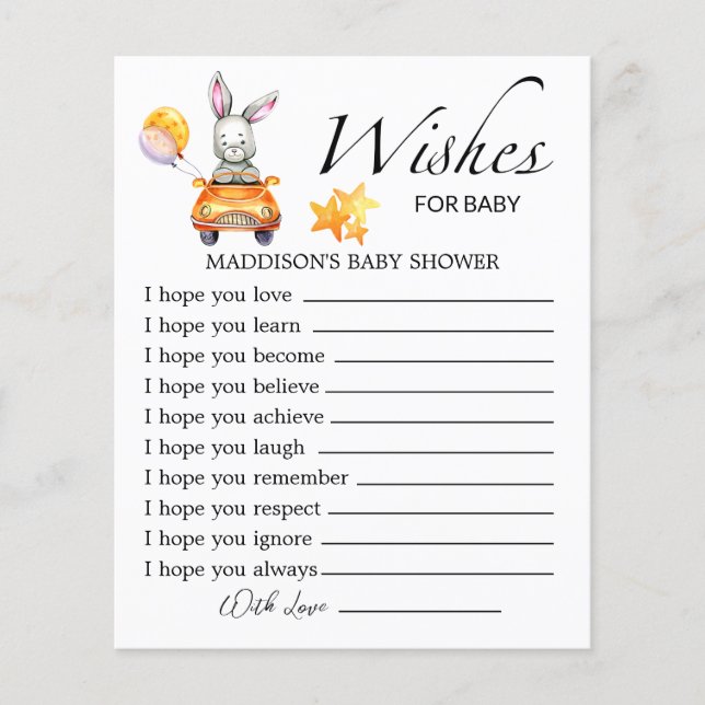 Pequeno chá de fraldas de coelhinho deseja bebê (Frente)