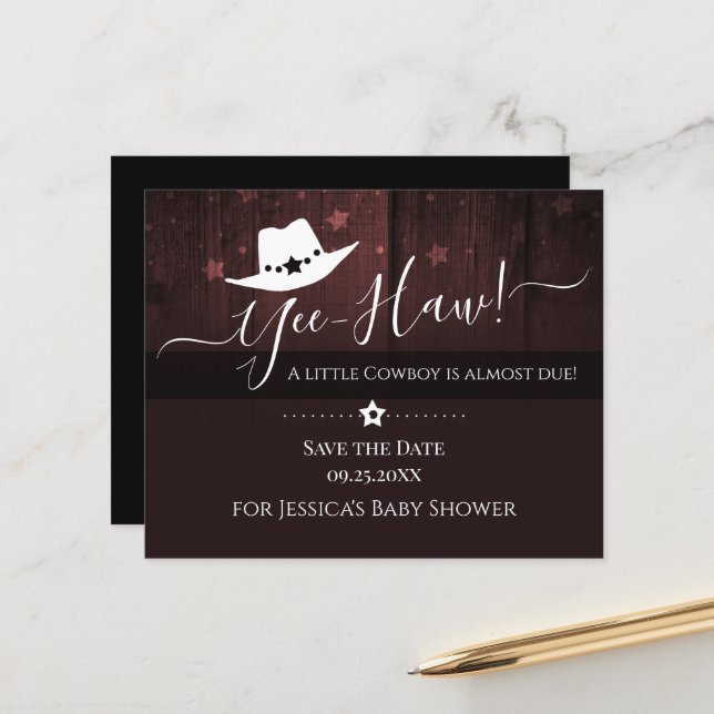 Pequeno Chá de fraldas Ocidental do Cowboy Salve a (Frente/Verso In Situ)