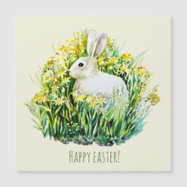 Pequeno coelho branco e flores