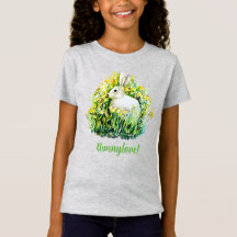 Pequeno coelho branco e flores T-Shirt