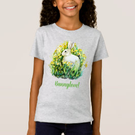 Pequeno coelho branco e flores T-Shirt