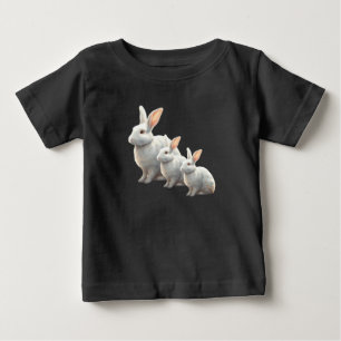"Pequeno Coelho de Algodão Feliz: Camiseta Branca