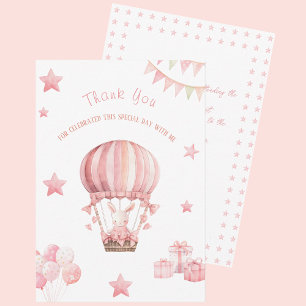 Pequeno coelho rosa em um Cartões de agradecimento