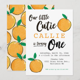Pequeno Convite De Aniversário De Laranja De Cutie