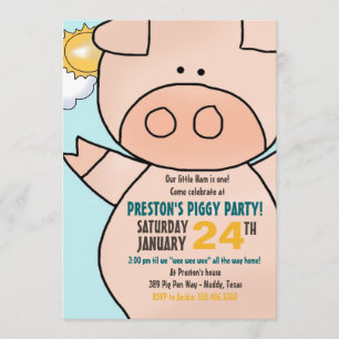 Pequeno Convite de aniversário Piggy