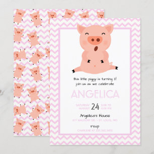 Pequeno Convite de aniversário Piggy
