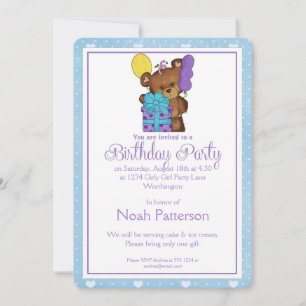 Pequeno Convite de aniversário Urso de Teddy 2