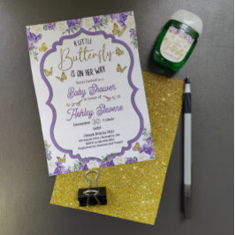 Pequeno convite para chá de fraldas de borboletas