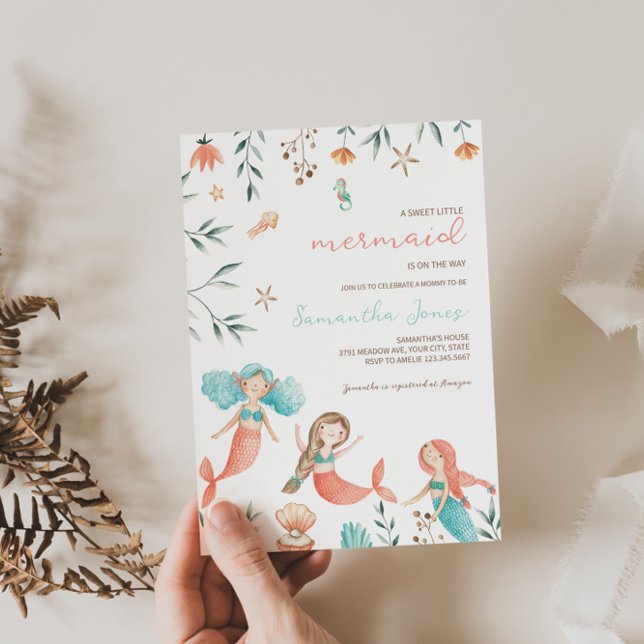 Pequeno Convite para Chá de fraldas de Sereia (Criador carregado)