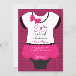 Pequeno Convite para Chá de fraldas Diva, Rosa, Pr