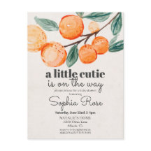 Pequeno convite para chá de fraldas laranja