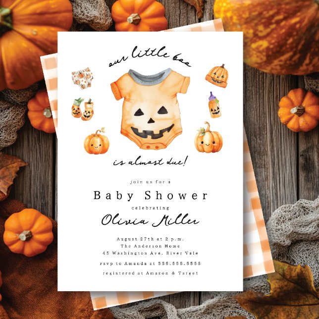 Pequeno Convite para Chá de fraldas Pumpkin Boo (Criador carregado)