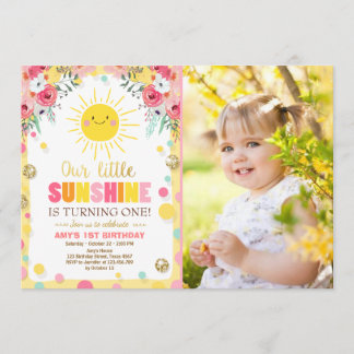 Pequeno convite para o aniversário Pink Floral