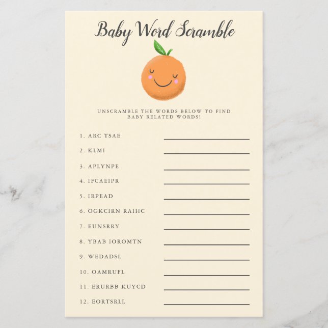 Pequeno Cutie Jogo de Palavras de Bebê Amarelo (Frente)