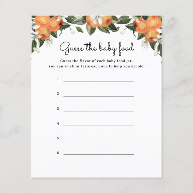 Pequeno Cutil Citrus Adivinha O Cartão De Jogo Da  (Frente)