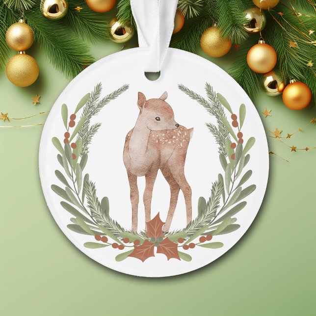 Pequeno Deer Fawn Wreath Ornamento neto (Criador carregado)