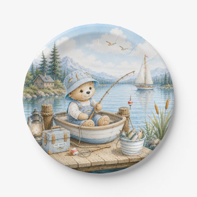 Pequeno Design de Prato de Papel do Pescador (Frente)