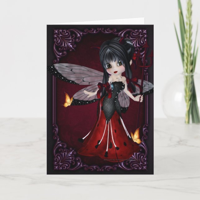 Pequeno Diabo Ladybug Design 1 - Cartão de Saudaçã (Frente)