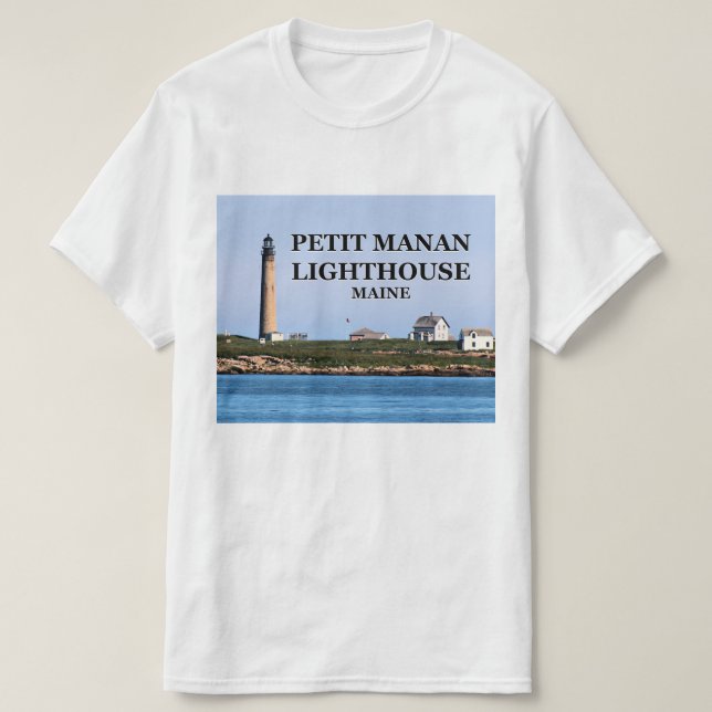 Pequeno farol de Manan, t-shirt de Maine (Frente do Design)