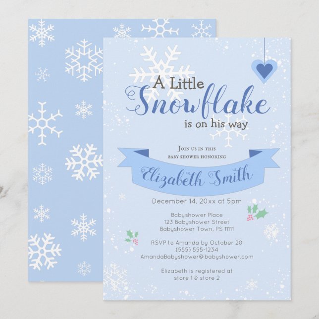 Pequeno floco de neve no caminho do convite para o (Frente/Verso)