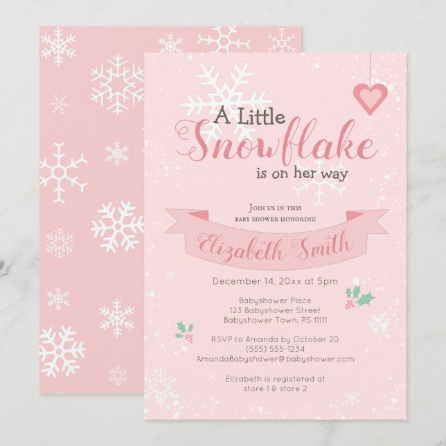 Pequeno floco de neve no caminho do convite para o (Frente/Verso)