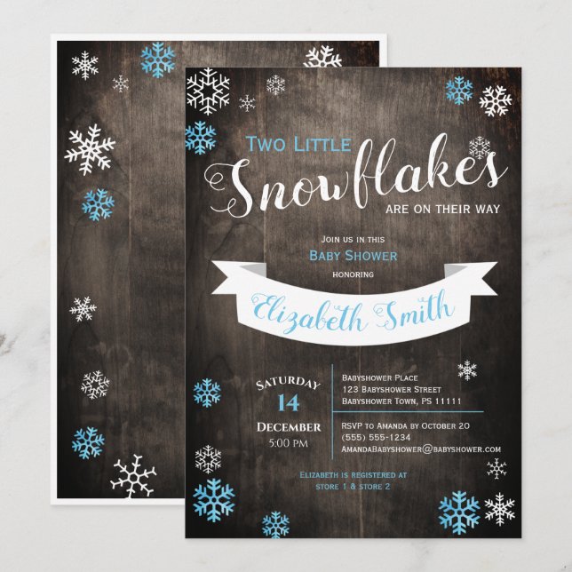 Pequeno floco de neve no caminho do convite para o (Frente/Verso)