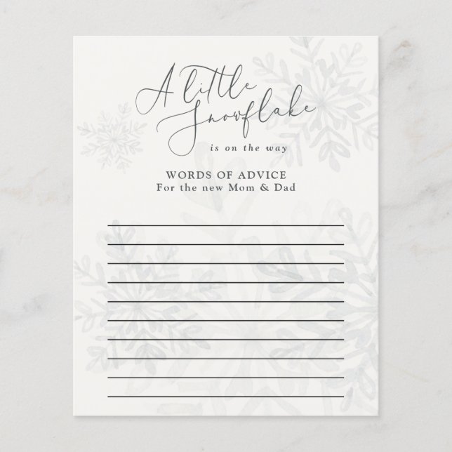 pequeno floco de neve palavras de chá de fraldas d (Frente)