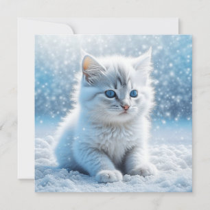Pequeno Gatinho Branco na Neve Natal