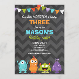 Pequeno Giz Convite de aniversário Monstro
