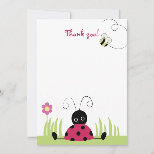 Pequeno Ladybug Flat Obrigado, cartões (Frente)