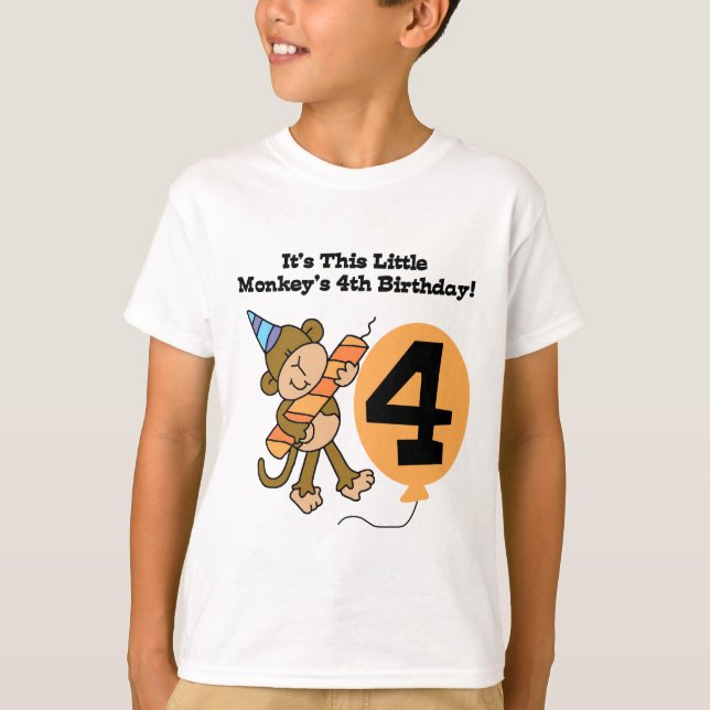 Pequeno Macaco 4º Camisetas e presentes de anivers (Frente)