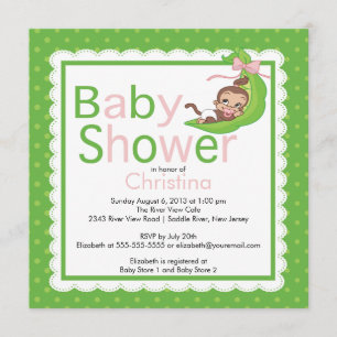 Pequeno Macaco Pea Pod Baby Shower Convites
