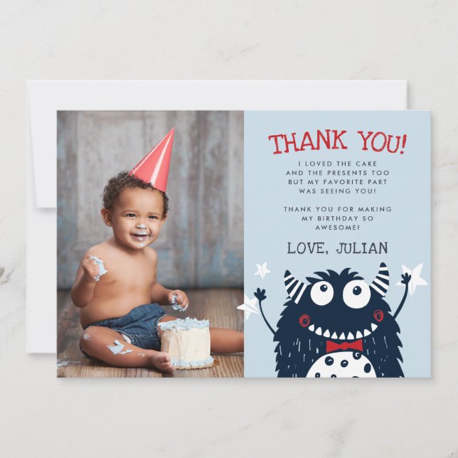 Pequeno Monstro | Cartão de Foto de Agradecimento  (Frente)