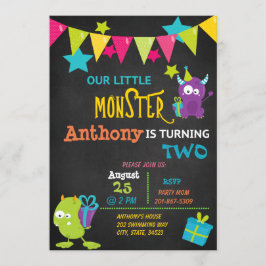 Pequeno Monstro Transformando Dois Convite Anivers