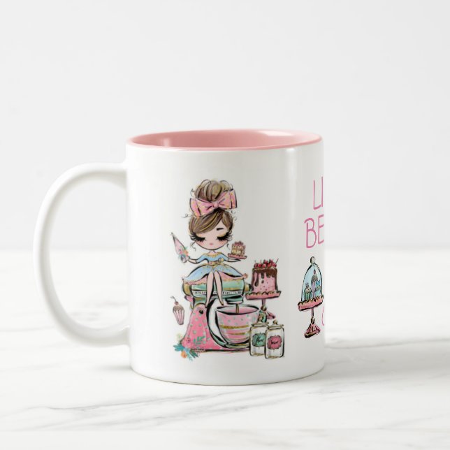 Pequeno negócio de padaria, caneca de cupcake, cof (Esquerda)