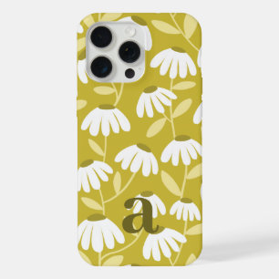 Pequeno padrão floral em letra monograma dourado e