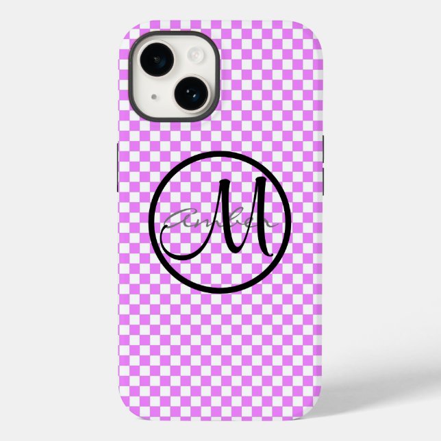 Pequeno Padrão Xadrez Rosa e Branco Personalizado  (Verso)