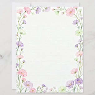 Pequeno Papel de Escritório com Flores Rosa e Roxo