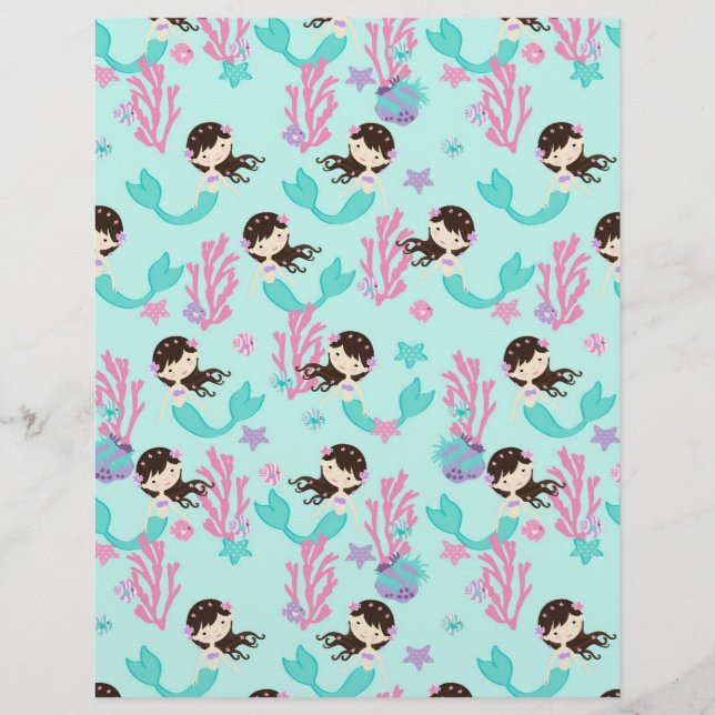 Pequeno Papel Sapbook de Sereia Brunette 1 (Frente)