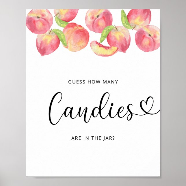 Pequeno pêssego adivinha quantos doces poster (Frente)