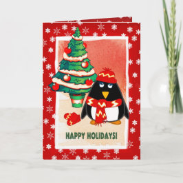 Pequeno Pinguim. Cartão de Natal Personalizável