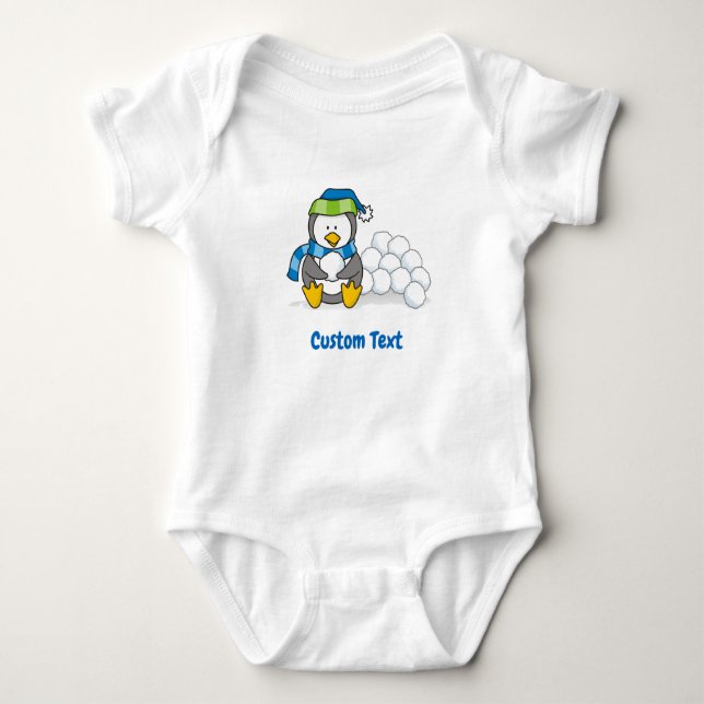 Pequeno pinguim sentado com uma camisa de neve (Frente)