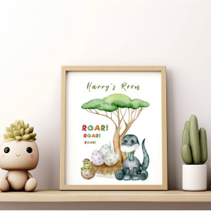 Pequeno Poster de Nursery Dinossauro   Presente pa