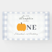 Pequeno Pumpkin Caído Pastel Azul Primeiro Anivers