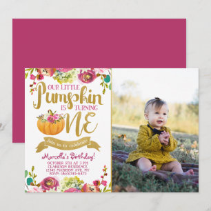 Pequeno Pumpkin Primeiro Convite de Aniversário