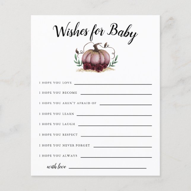 Pequeno Pumpkin rosa deseja um cartão de bebê (Frente)