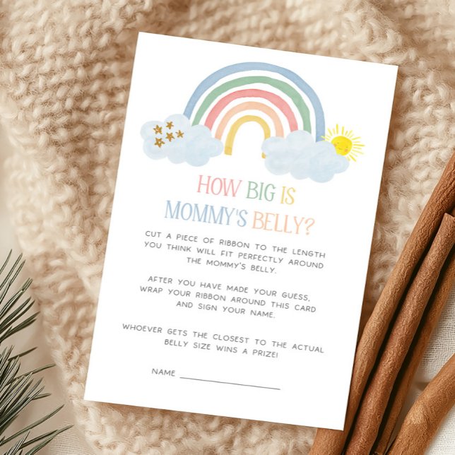 Pequeno Raio de Sol Quão Grande é a Barriga da Mam (Rainbow Baby Shower How Big Is Mommy's Belly Game)